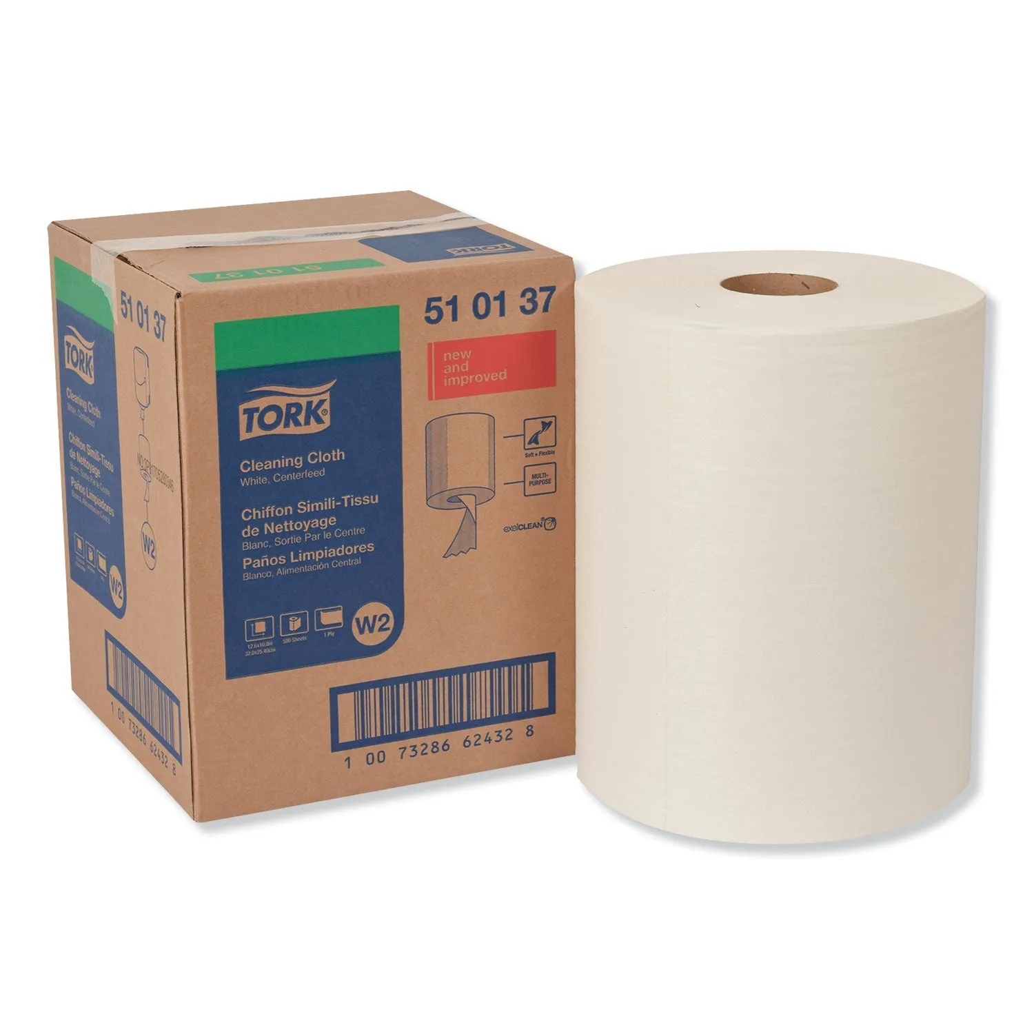 Tork® Cleaning Cloth, 12.6 X 10, White, 500 Wipes/carton