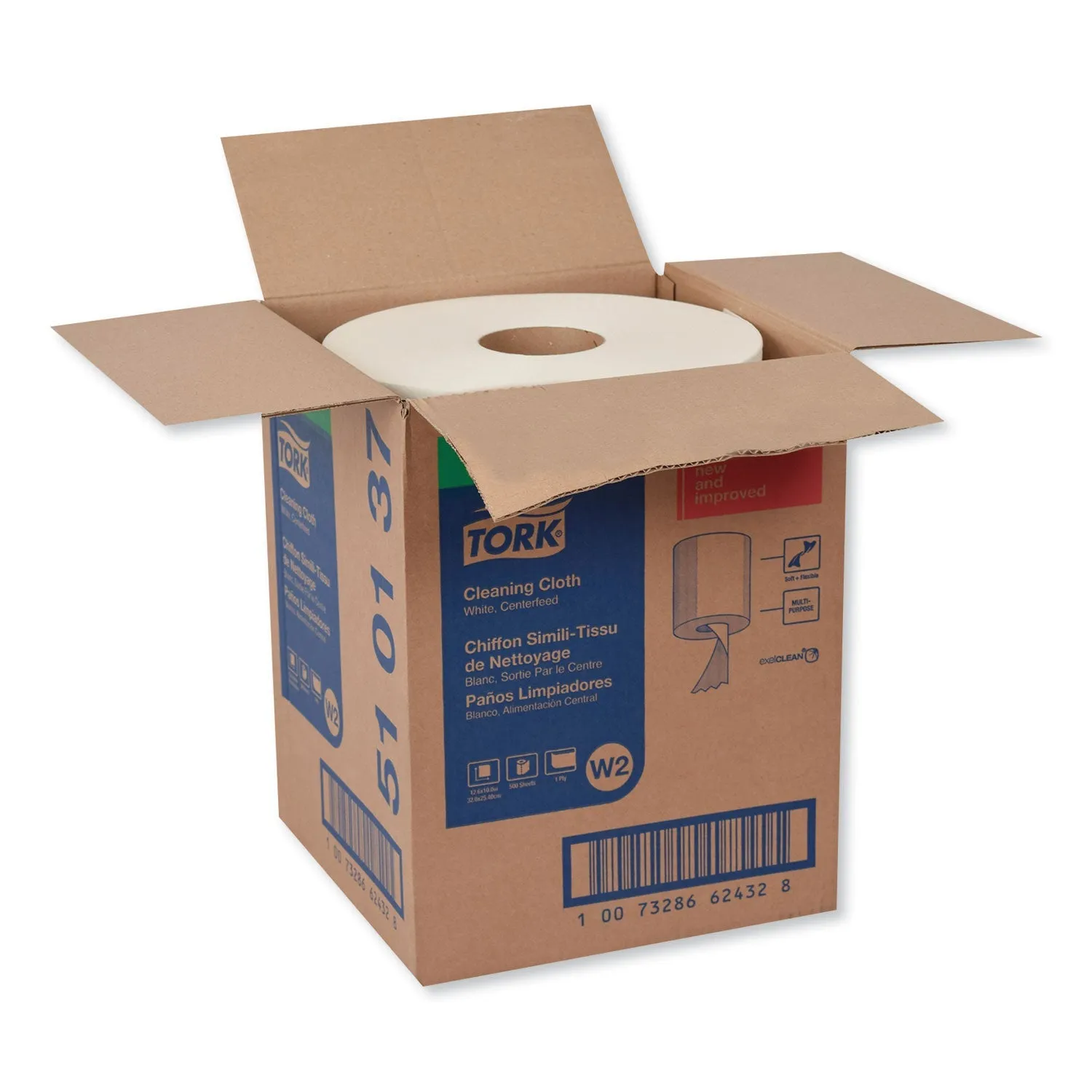 Tork® Cleaning Cloth, 12.6 X 10, White, 500 Wipes/carton