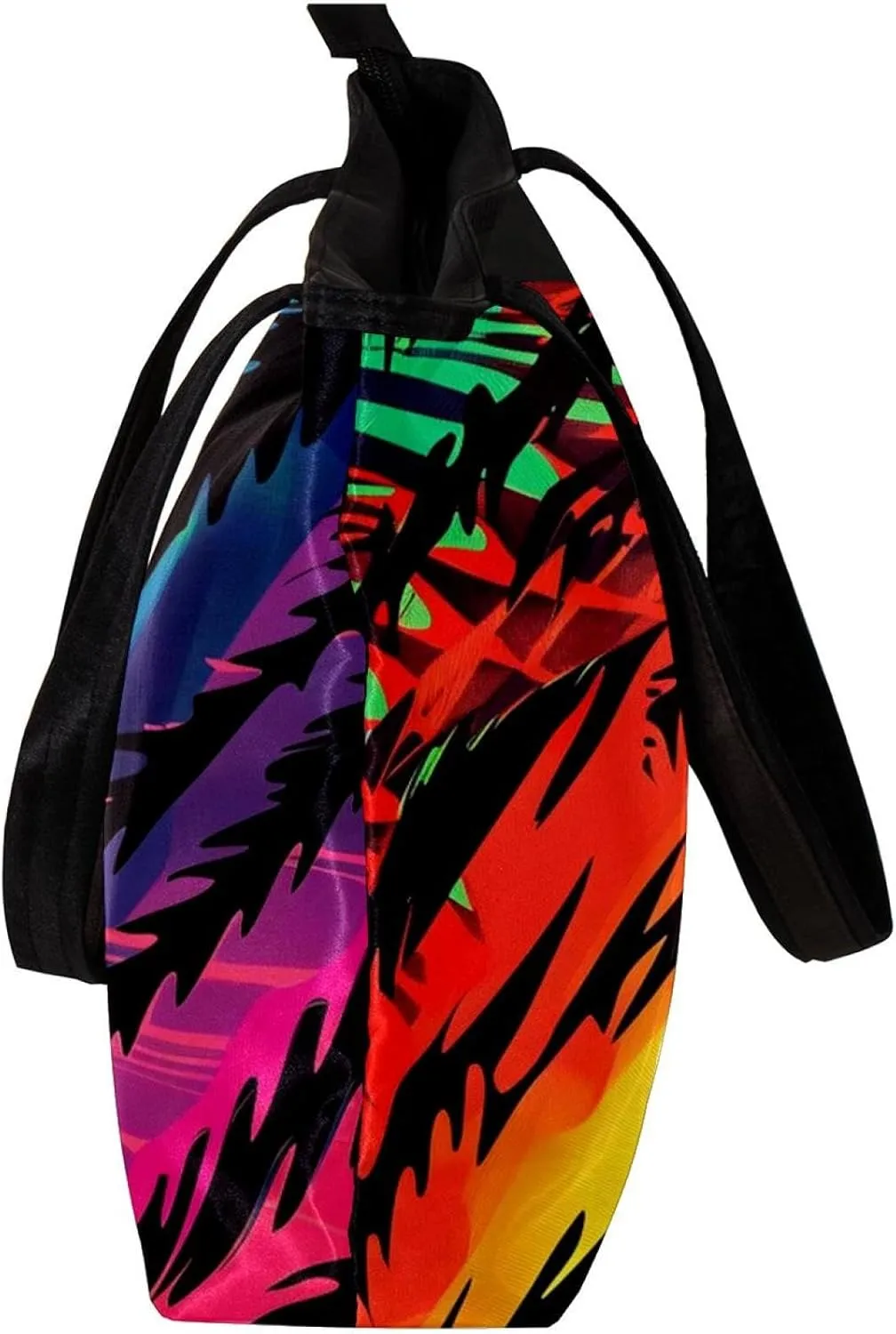 Tote Bag, Large Tote Bag, Tote Bag with Zipper, Rainbow Zebra Pattern Modern, Tote Bag for Work