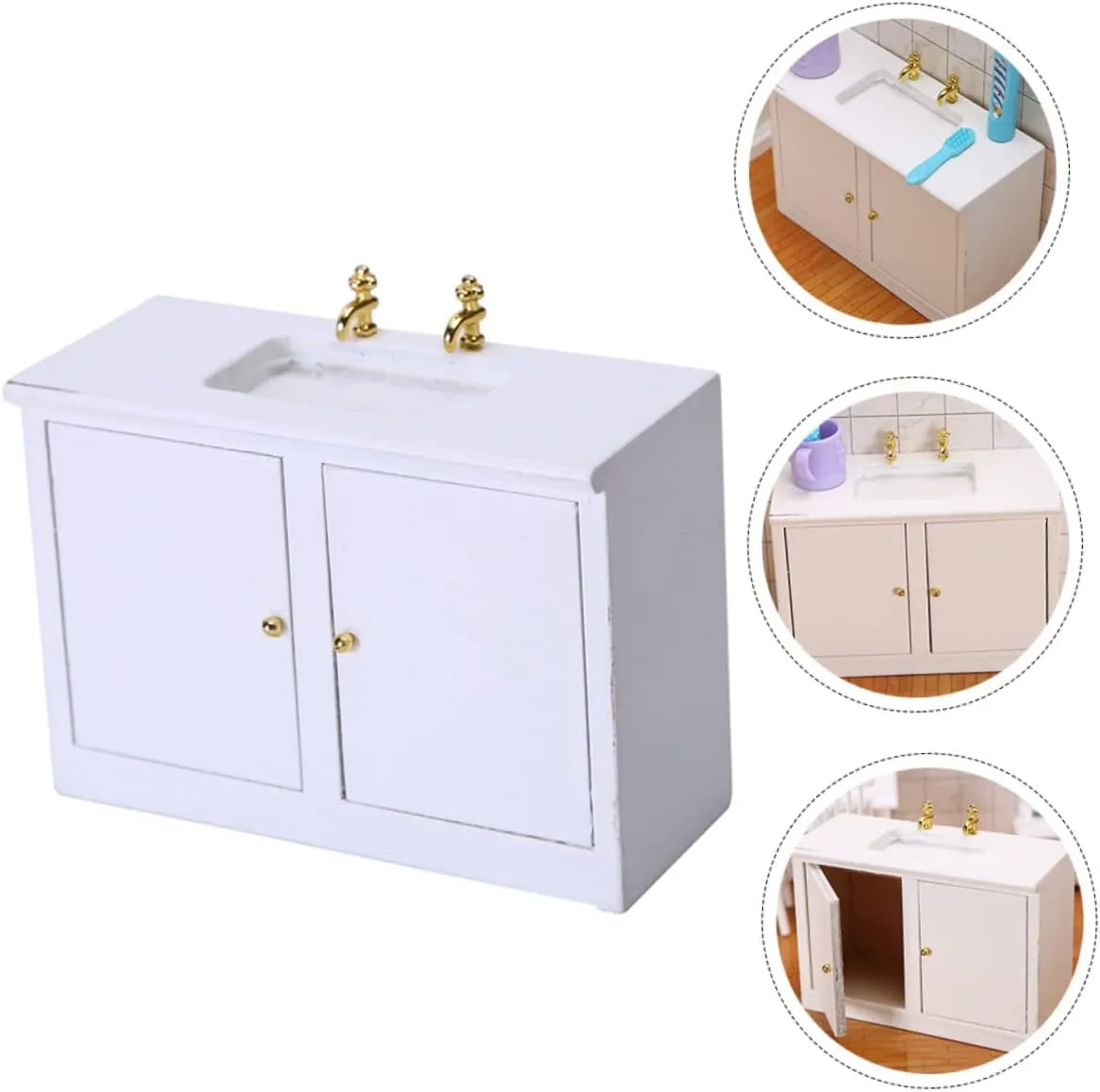 Toyvian 2 pcs Miniature Wash Basin Model for Dollhouse Cute Bathroom Furniture Accessory Small House Ornament for Imaginative Play and Decoration