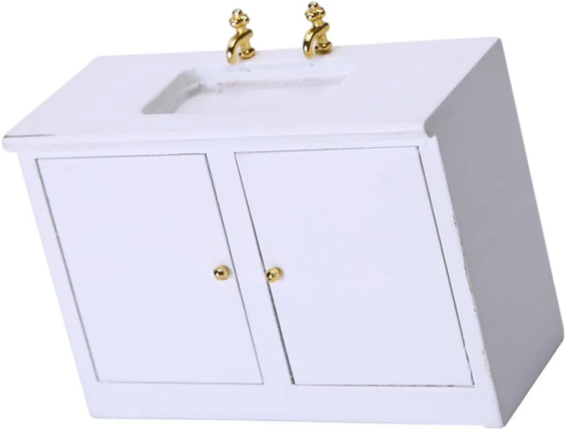 Toyvian 2 pcs Miniature Wash Basin Model for Dollhouse Cute Bathroom Furniture Accessory Small House Ornament for Imaginative Play and Decoration