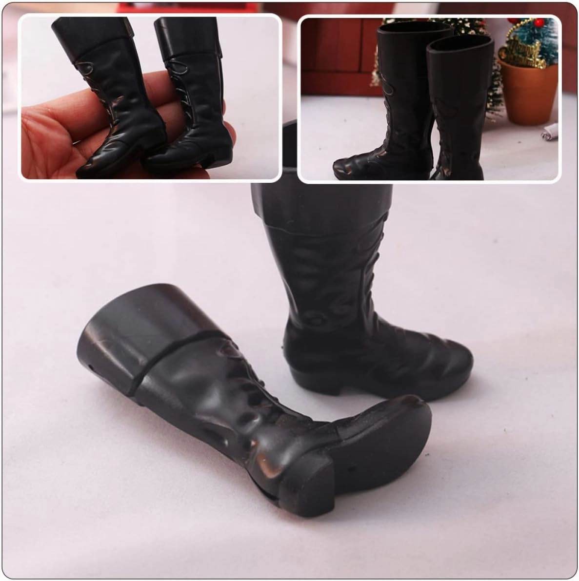 Toyvian 15pairs Mini Santa Boots of Decorative Miniature Shoes for Dollhouse Christmas Centerpieces Landscape Props Mini Toy House Adornment Present for Craft Enthusiasts