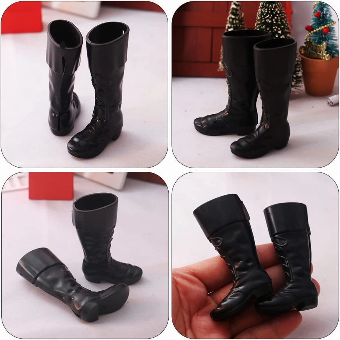 Toyvian 15pairs Mini Santa Boots of Decorative Miniature Shoes for Dollhouse Christmas Centerpieces Landscape Props Mini Toy House Adornment Present for Craft Enthusiasts