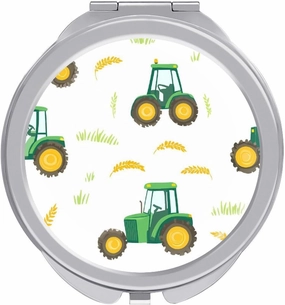 Tractors Farm Wheat Travel Makeup Mirror 2-Sided 1x 2X Magnification Portable Mini Mirror for Handbag Purse Pocket