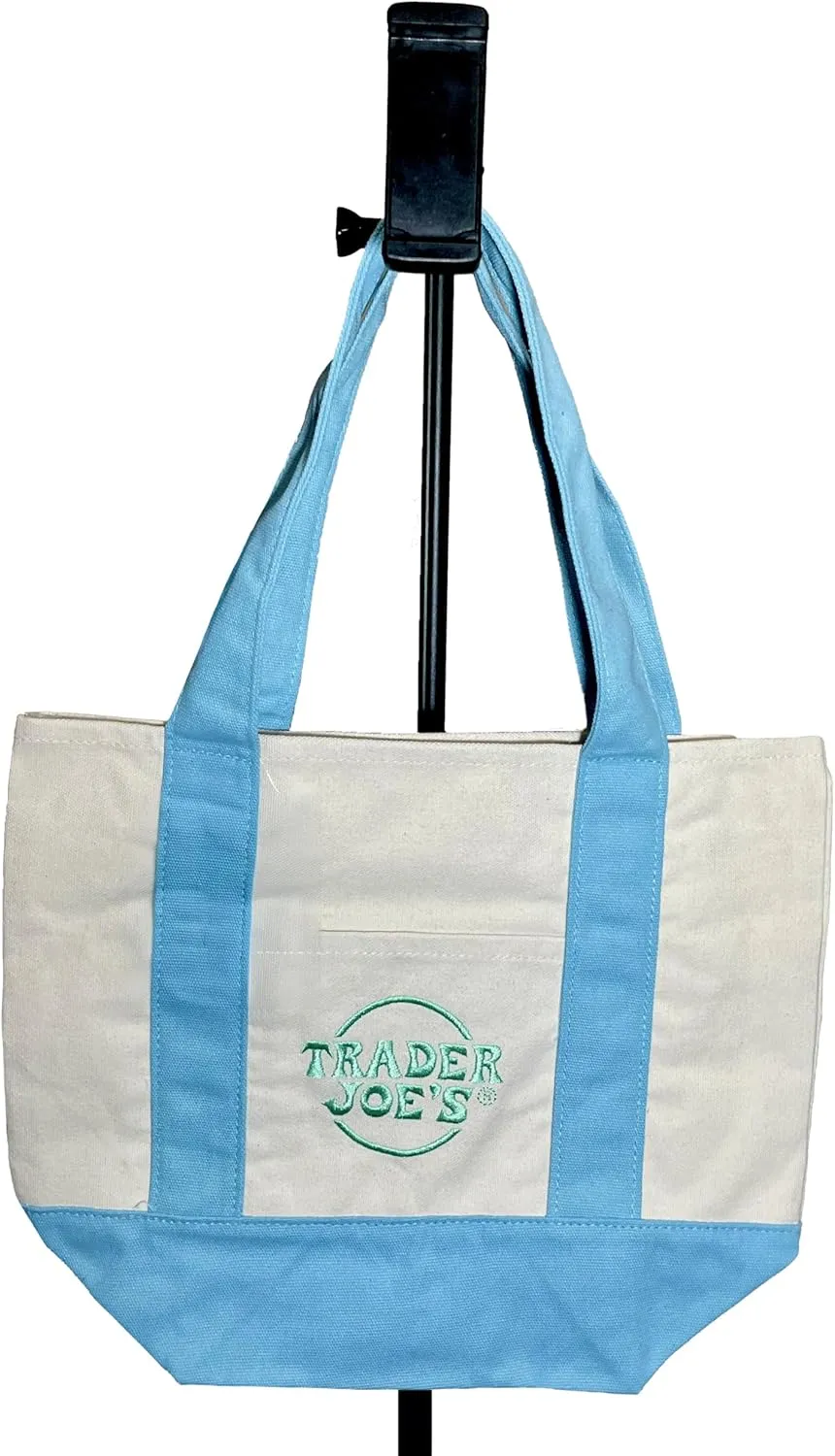 Trader Joe's Limited Edition Mini Pastel Canvas Baby Blue Tote Bag