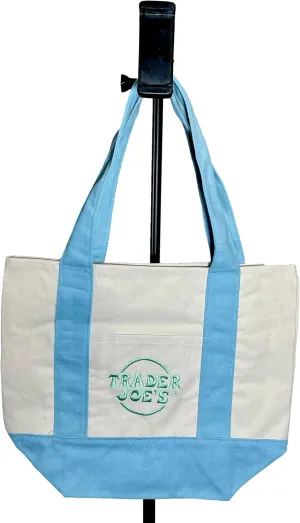 Trader Joe's Limited Edition Mini Pastel Canvas Baby Blue Tote Bag