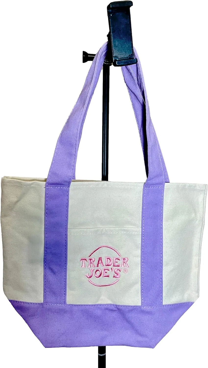 Trader Joe's Limited Edition Mini Pastel Canvas Lovely Lavender Tote Bag