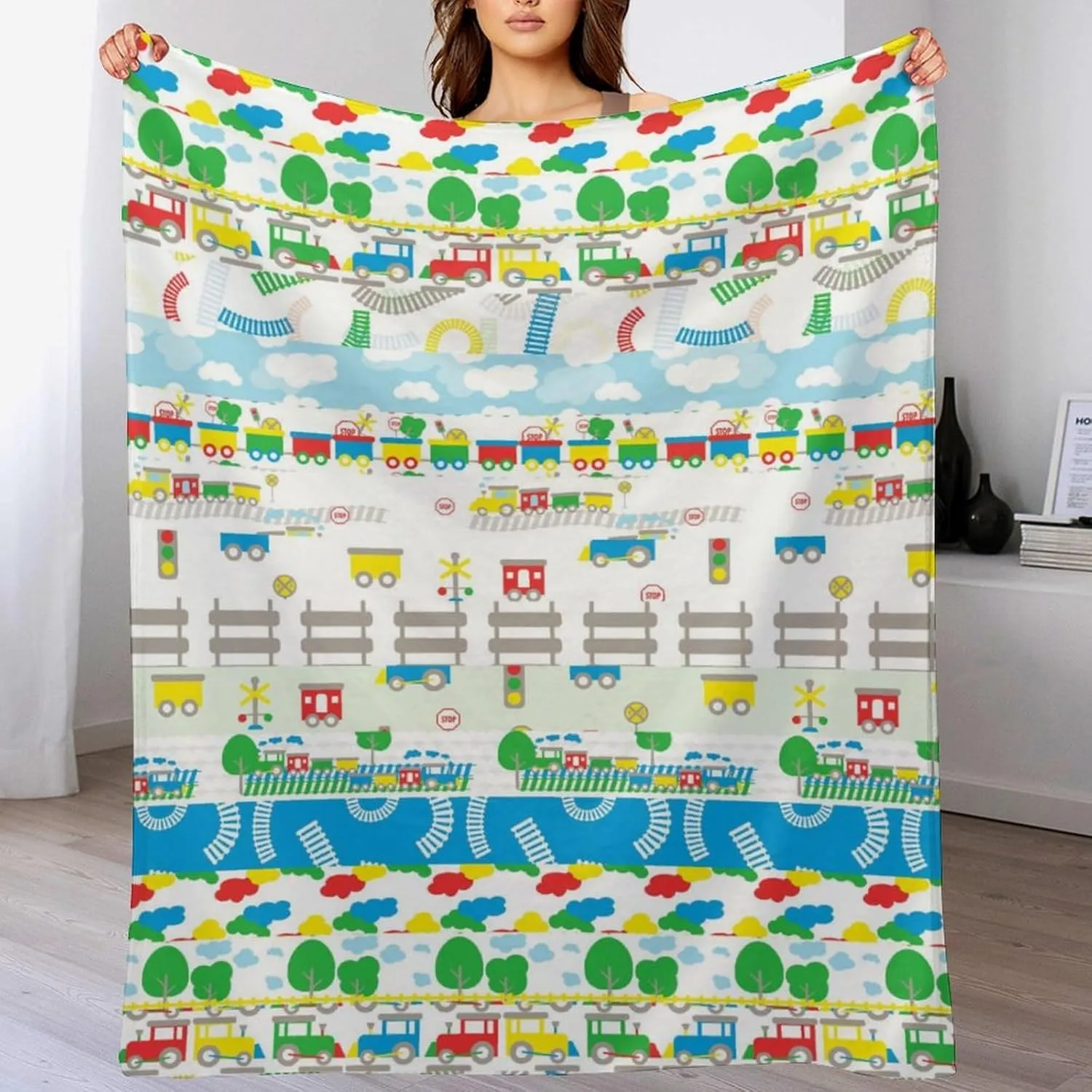 Train Throw Blanket - Soft Flannel Train Blankets for Girls Boys Kids Train Lovers - Warm Train Throw Blankets for All Season Lap, Chair, Sofa - 50"x40"