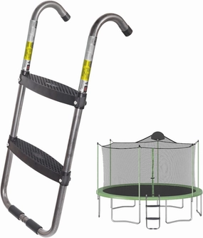 Trampoline Ladder 2-Steps, Trampoline Steps with Wide Steps, Skid-Proof Steps Universal Hook, UV Treated Steel, 14FT Trampoline Stairs Accessories for Kids/Children, 220Lbs Capacity