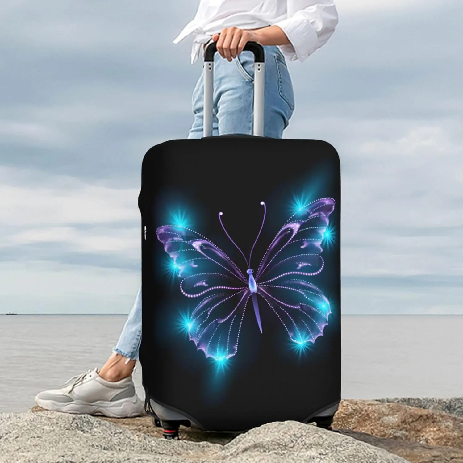 Travel Luggage Cover Butterfly Stars Luggage Suitcase Protector Baggage Fit X-Large