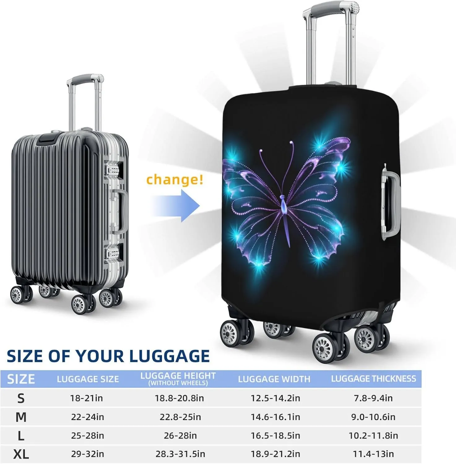 Travel Luggage Cover Butterfly Stars Luggage Suitcase Protector Baggage Fit X-Large