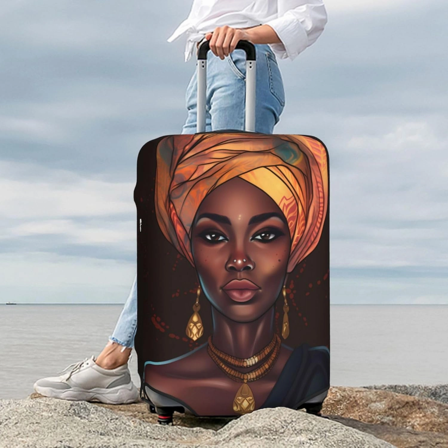 Travel Luggage Cover Black Woman African Woman Luggage Suitcase Protector Baggage Fit X-Large