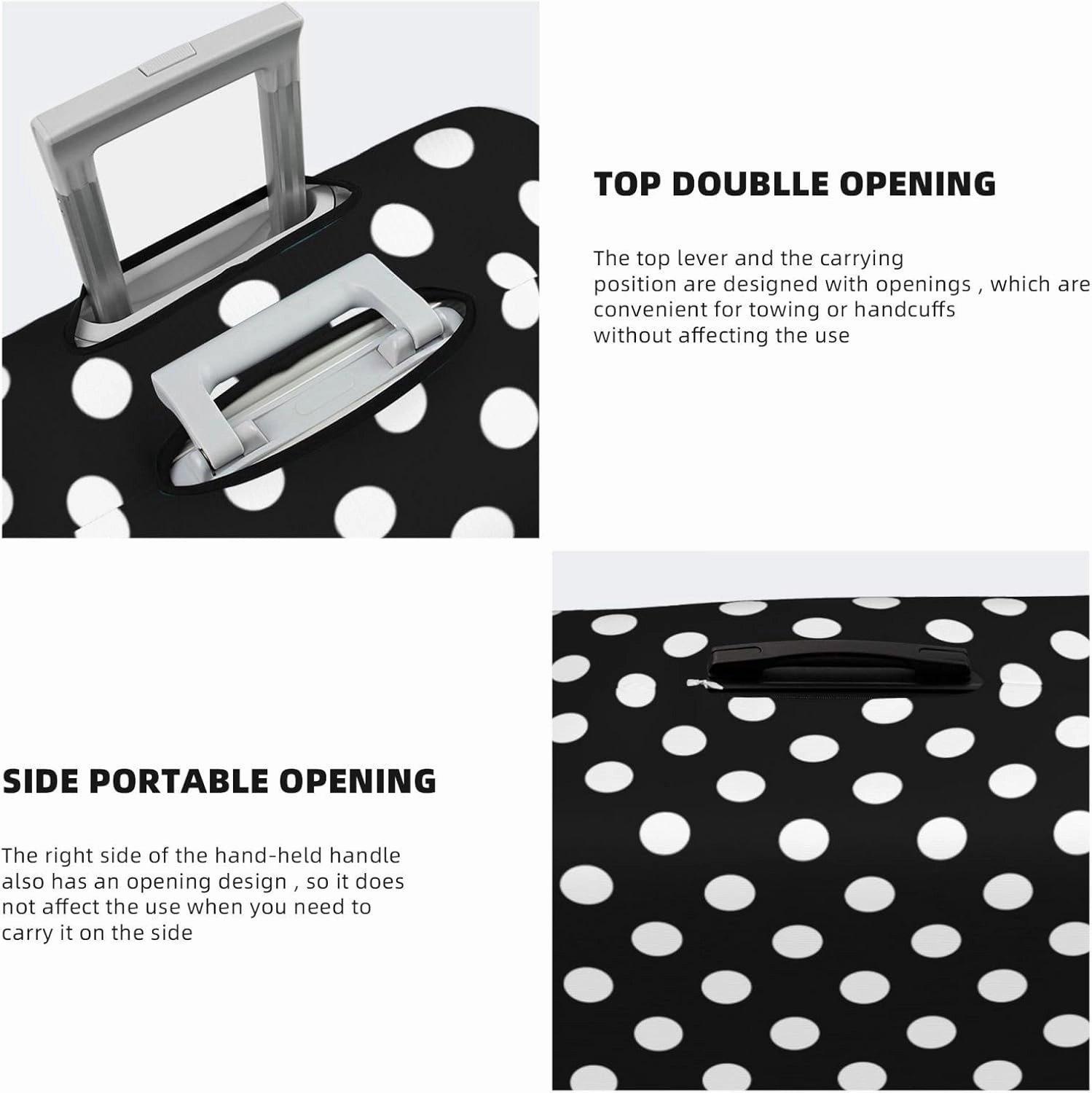 Travel Luggage Cover White Black Polka Dot Luggage Suitcase Protector Baggage Fit 29-32 Inch