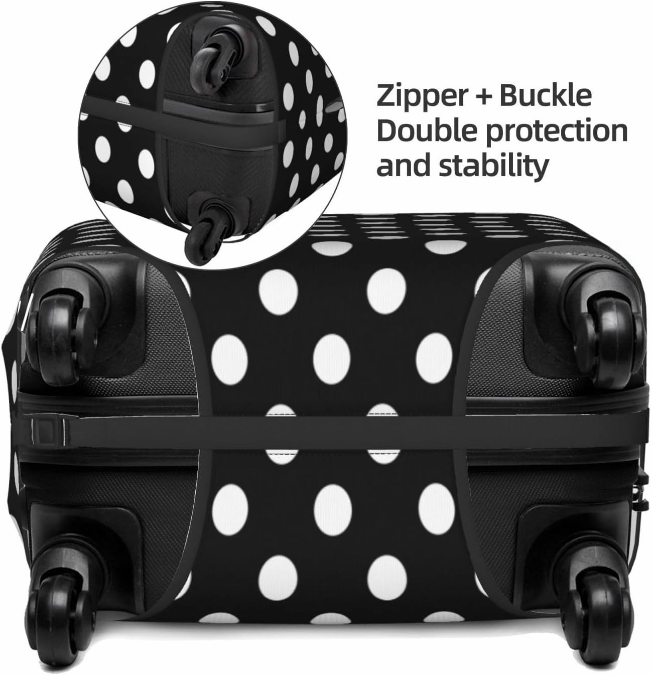 Travel Luggage Cover White Black Polka Dot Luggage Suitcase Protector Baggage Fit 29-32 Inch