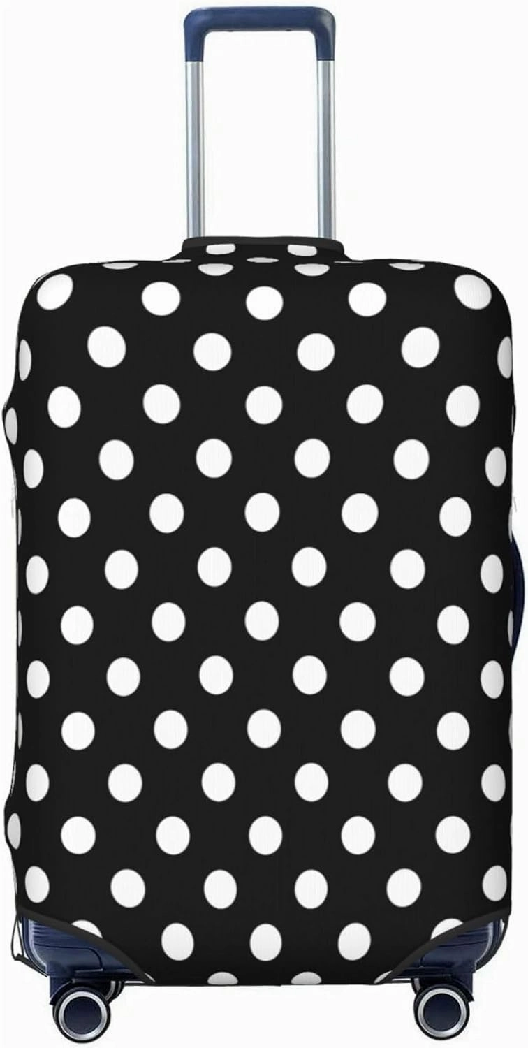 Travel Luggage Cover White Black Polka Dot Luggage Suitcase Protector Baggage Fit 29-32 Inch