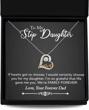 Triple Bear Step Daughter Necklace - Gift from Step dad - Silver Sterling Love Dancing Necklace with Zirconia Stone for Stepdaughter