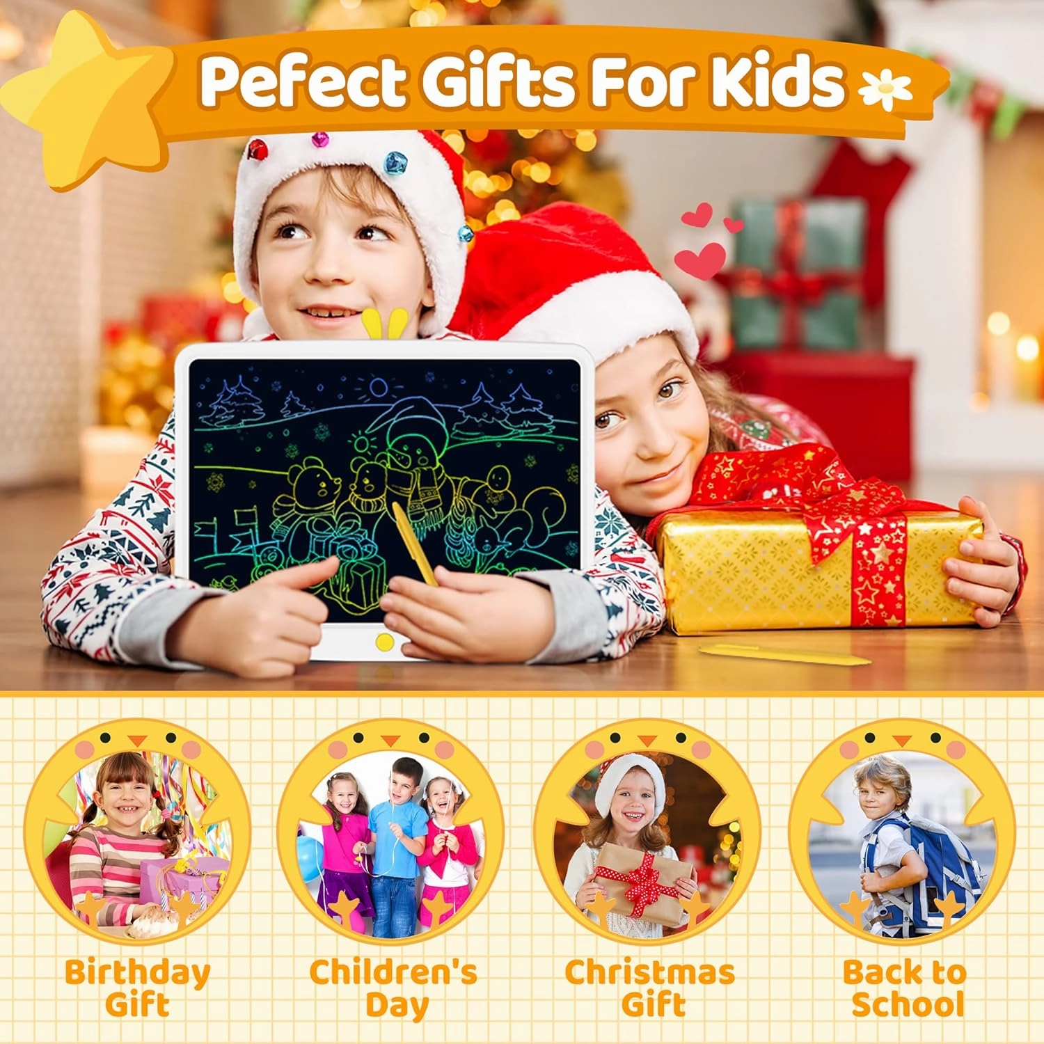TUGAU LCD Writing Tablet for Kids,16.5 Inch Large Screen Doodle Board Writing Pad, Erasable Electronic Drawing Writing Pads, Educational and Learning Girls Gifts Toys for 3 4 5 6 7 Year Old Girls Boys