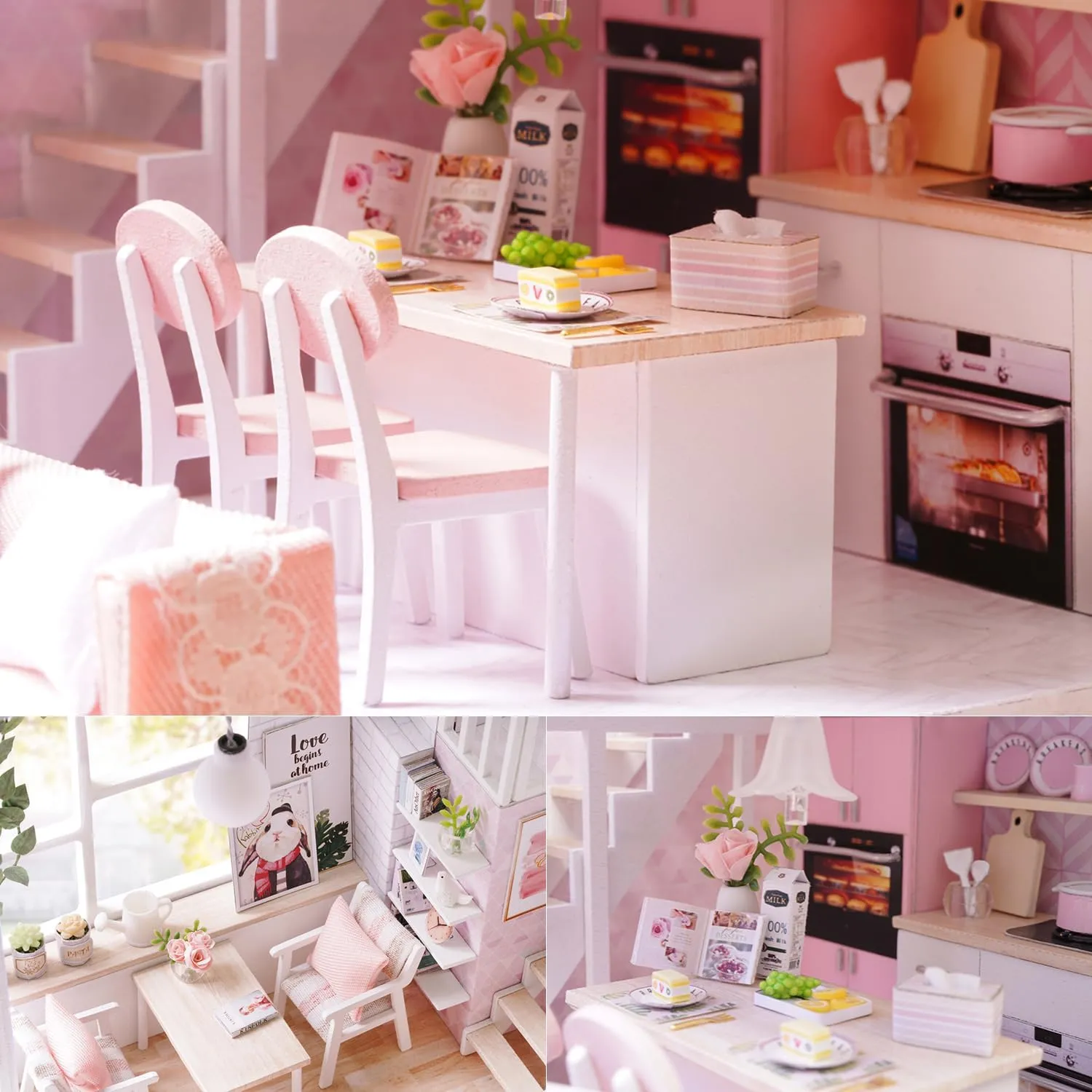 TuKIIE DIY Miniature Dollhouse Kit with Furniture, 1:24 Scale Creative Room Mini Wooden Doll House Accessories Plus Dust Proof & Music Movement for Kids Teens Adults(Tranquil Life)