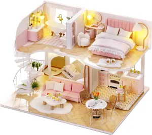 TuKIIE DIY Miniature Dollhouse Kit with Furniture, 1:24 Scale Creative Room Mini Wooden Doll House Accessories Plus Dust Proof & Music Movement for Kids Teens Adults(Whisper in The Morning)