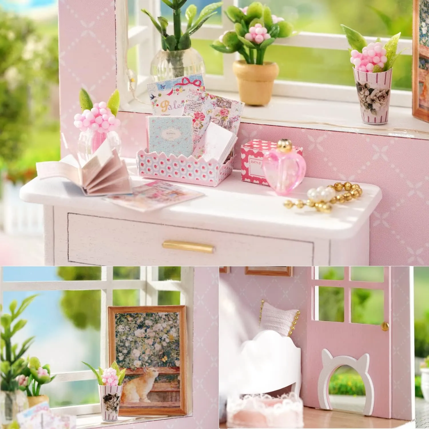 TuKIIE DIY Miniature Dollhouse Kit with Furniture, 1:24 Scale Creative Room Mini Wooden Doll House Accessories Plus Dust Proof for Kids Teens Adults(Enjoy The Life)