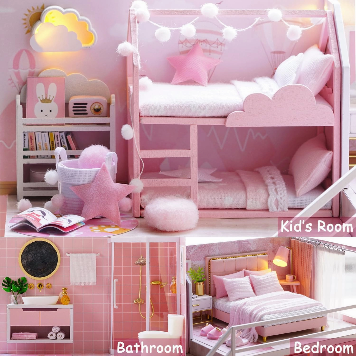 TuKIIE DIY Miniature Dollhouse Kit with Furniture, 1:24 Scale Creative Room Mini Wooden Doll House Accessories Plus Dust Proof & Music Movement for Kids Teens Adults(Meeting Your Sweet)