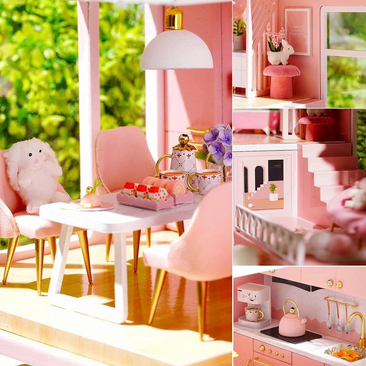 TuKIIE DIY Miniature Dollhouse Kit with Furniture, 1:24 Scale Creative Room Mini Wooden Doll House Accessories Plus Dust Proof & Music Movement for Kids Teens Adults(Warm Moments)