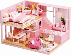 TuKIIE DIY Miniature Dollhouse Kit with Furniture, 1:24 Scale Creative Room Mini Wooden Doll House Accessories Plus Dust Proof & Music Movement for Kids Teens Adults(Warm Moments)