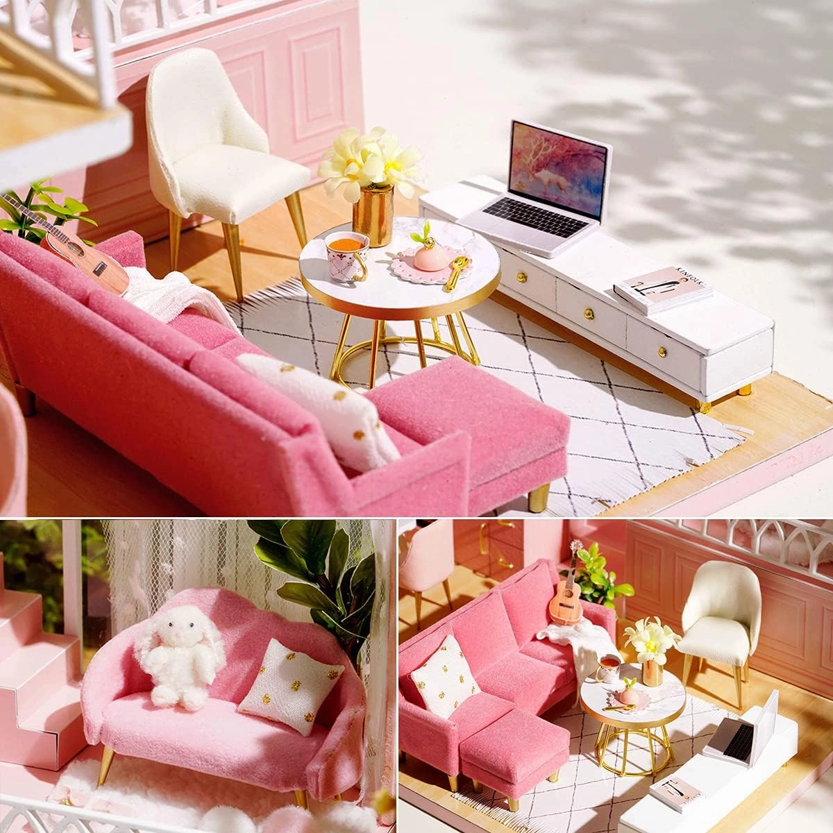 TuKIIE DIY Miniature Dollhouse Kit with Furniture, 1:24 Scale Creative Room Mini Wooden Doll House Accessories Plus Dust Proof & Music Movement for Kids Teens Adults(Warm Moments)