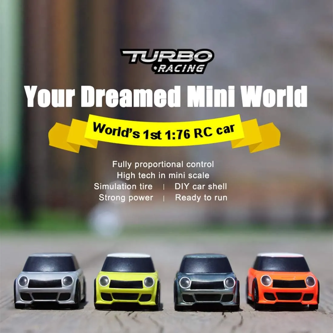 Turbo Racing 1/76 RC Drift Car, 2.4G Electric RWD Remote Control Racing Car with Headlights, RTR 3CH Mini Drift Vehicle Gift for Hobbyists & Adult