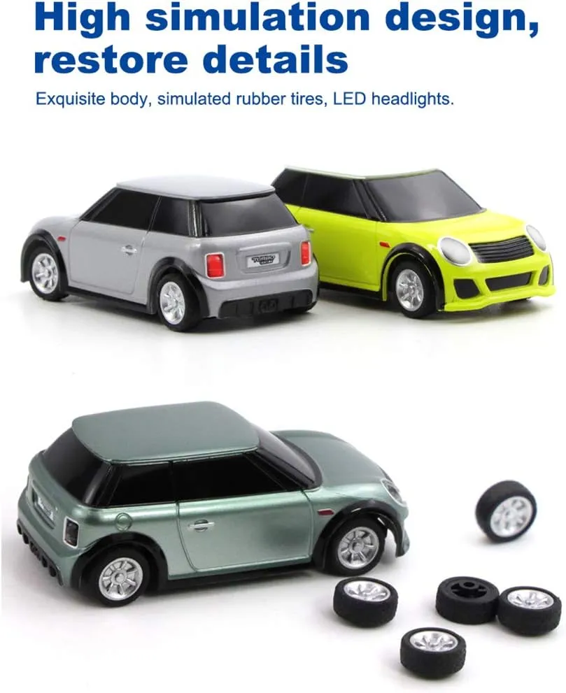 Turbo Racing 1/76 RC Drift Car, 2.4G Electric RWD Remote Control Racing Car with Headlights, RTR 3CH Mini Drift Vehicle Gift for Hobbyists & Adult