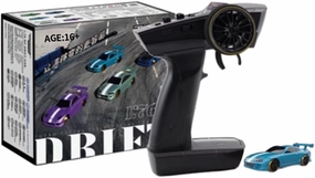 Turbo Racing 1/76 RC Drift Car, 2.4GHz 3CH Electric RWD Mini Remote Control Racing Vehicle, Desktop Scale Model for Hobbyists (RTR/Blue)