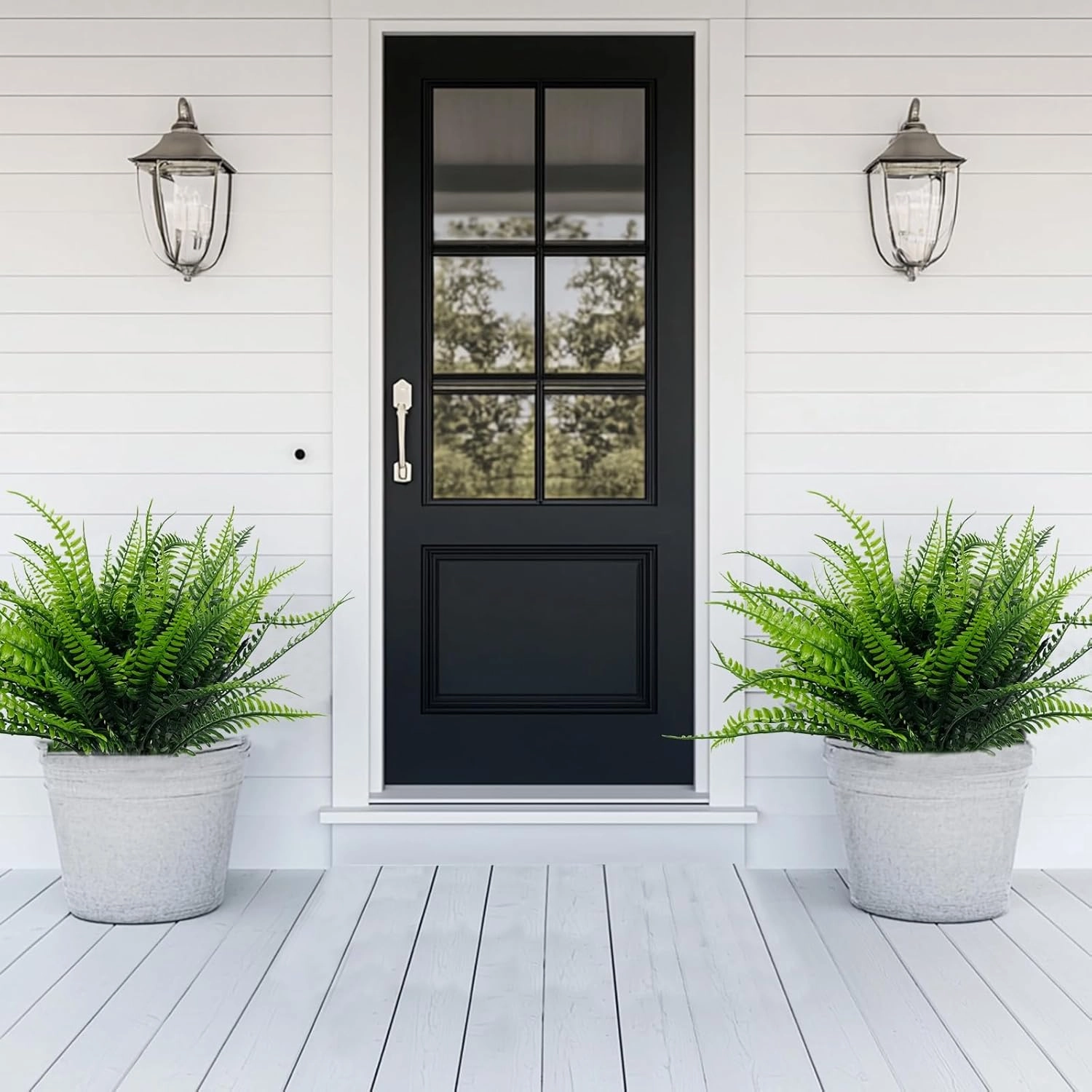 TURNMEON 20 Bundles Artificial Plants Outdoor Faux Boston Fern Summer Decor Fake Plants UV Resistant Plastic Greenery Shrubs Artificial Fake Flowers Outside Indoor for Spring Home Gardens Patio Yards