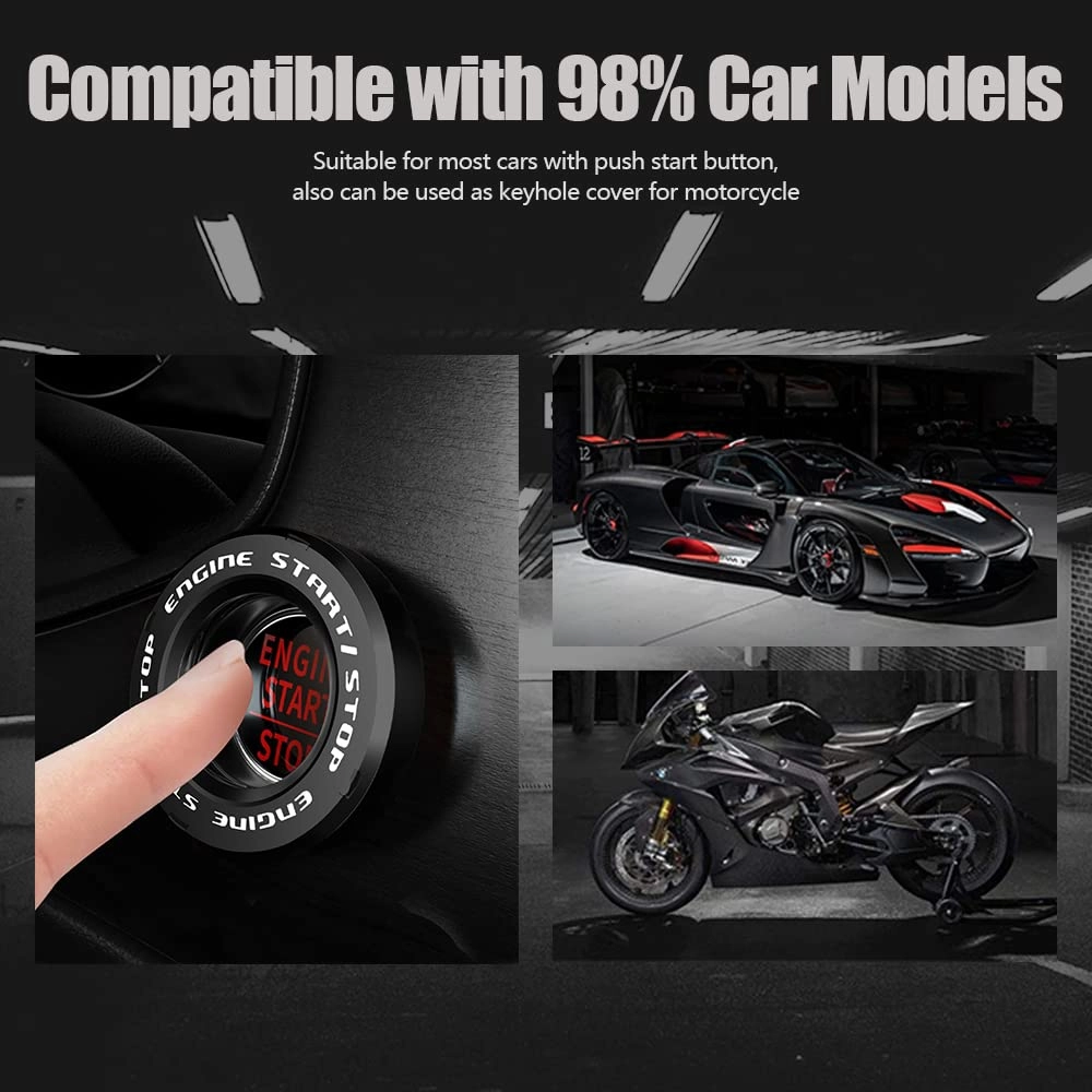 Tybasthe Rotary Push Start Button Cover, Transformers Car Accessories Engine Start Stop Button Cover, Autobots Car Stickers Interior Decor, Motorcycle Ignition Key Switch Cover, Black