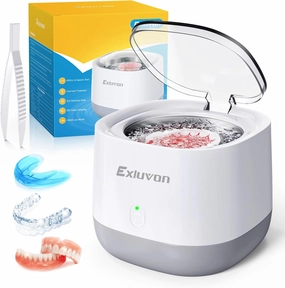 Ultrasonic Retainer Cleaner 45kHz, 250ML Portable Jewelry Cleaner, Professional Retainer Cleaner Machine for Denture, Mouth Guard, Aligner