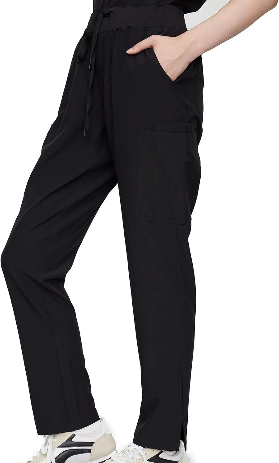Uniforms World Horizon Scrubs Set for Women — Suit Stretch Top & Straight Pants with Multi Pocket, Yoga Waistband, 9 Pockets