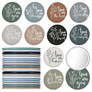 Unittype 30 Pcs Inspirational Compact Mirrors Portable Round Pocket Makeup Mirrors Small Thank You Gifts Bulk for Women CNA Week Employee Coworker Nurse Teacher Students(Aesthetic)