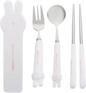 UPKOCH 1set Portable Cutlery Set with Storage Case Reusable Stainless Steel Fork Spoon Chopsticks for Travel School Lunch Camping Outdoor Use Convenient Dining