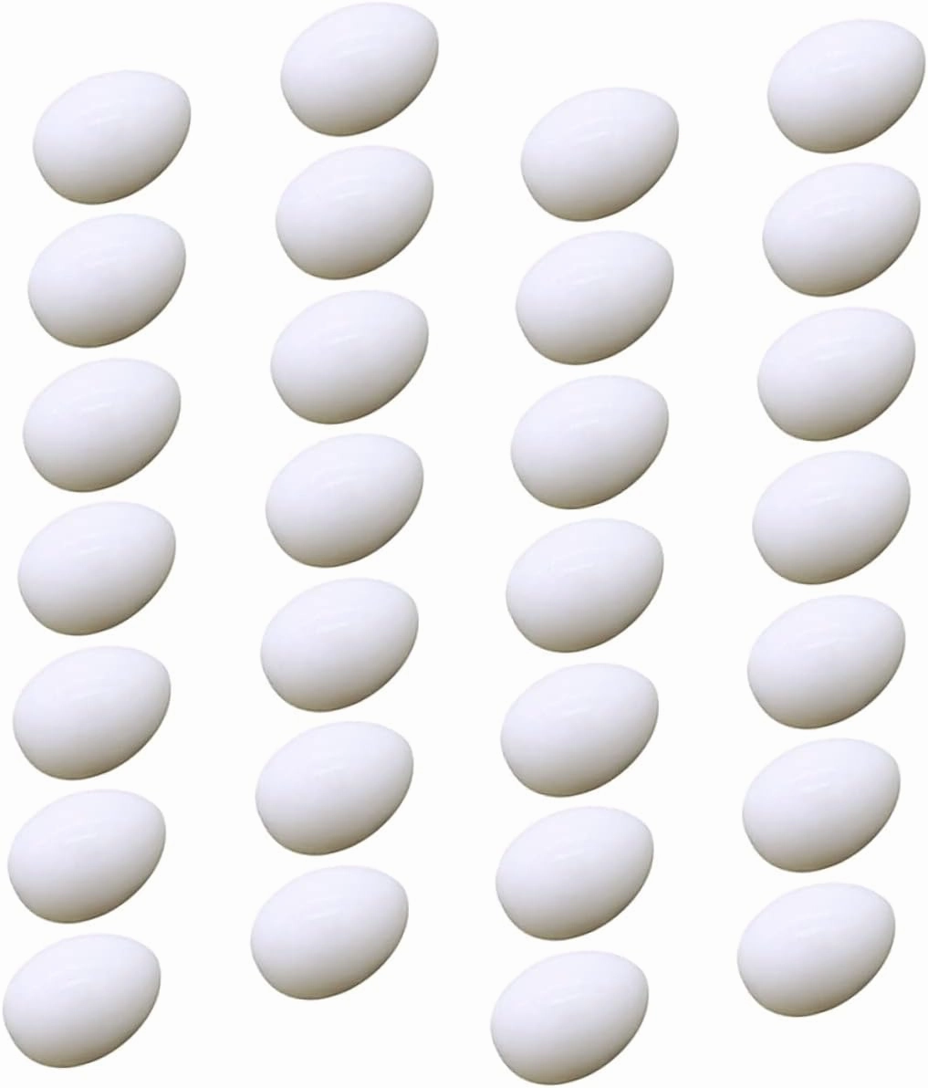 UPKOCH 28pcs Lifelike Pigeon Eggs Durable Plastic Fake Eggs for Incubation for Pigeon Breeding High Imitation Design Reusable and Washable Dimensions