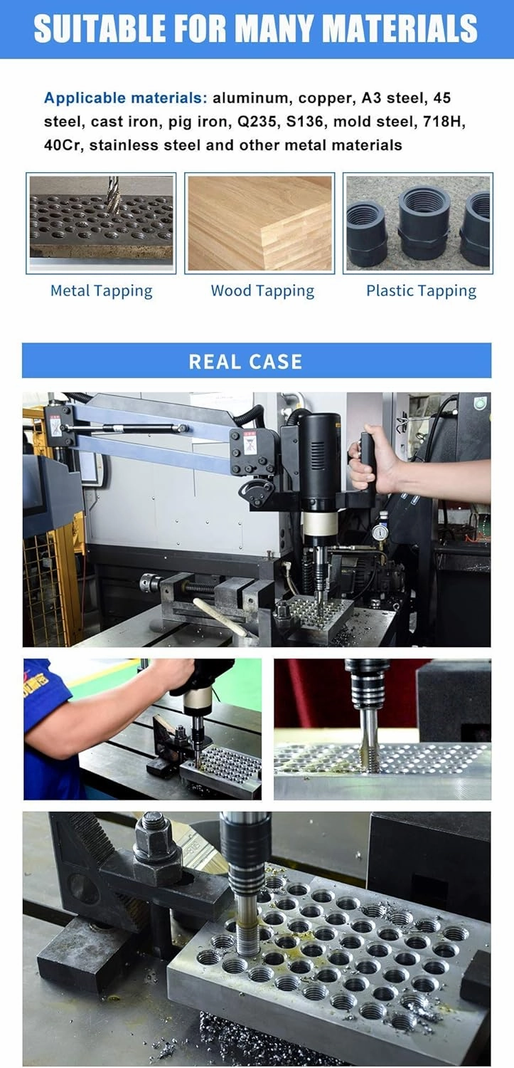 US Stock Zac 110V M3 to M16 Electric Tapping Machine Flexible Arm 375rpm 9 PCS GT12 ANSI Tap Holders Included