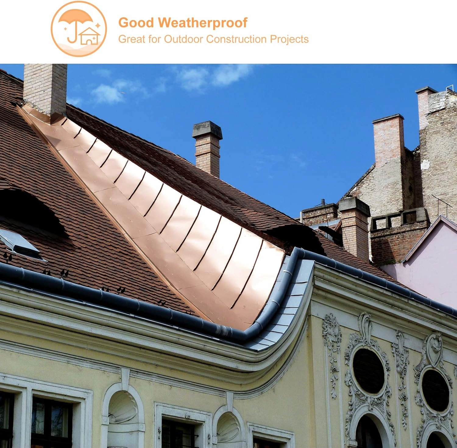 Uxcell 99.9% Pure Copper Sheet Roll, 3500mm x 200mm x 0.02mm, 32 Gauge, Red Copper, Perfect for Roofing, Flashing, DIY Projects