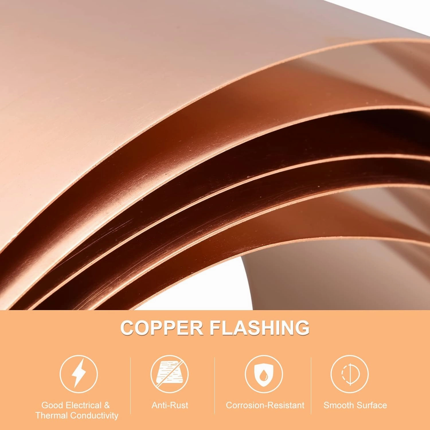 Uxcell 99.9% Pure Copper Sheet Roll, 3500mm x 200mm x 0.02mm, 32 Gauge, Red Copper, Perfect for Roofing, Flashing, DIY Projects
