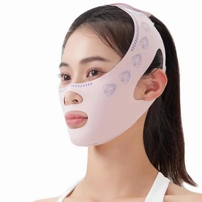 V-Line Face Lifting Tape - Reusable Beauty Face and Chin Lift Mask for Men and Women, Soft High-Elastic Fit, Depuffing and Skin Tightening, Double Chin Strap, Sagging Skin Relief (pink)