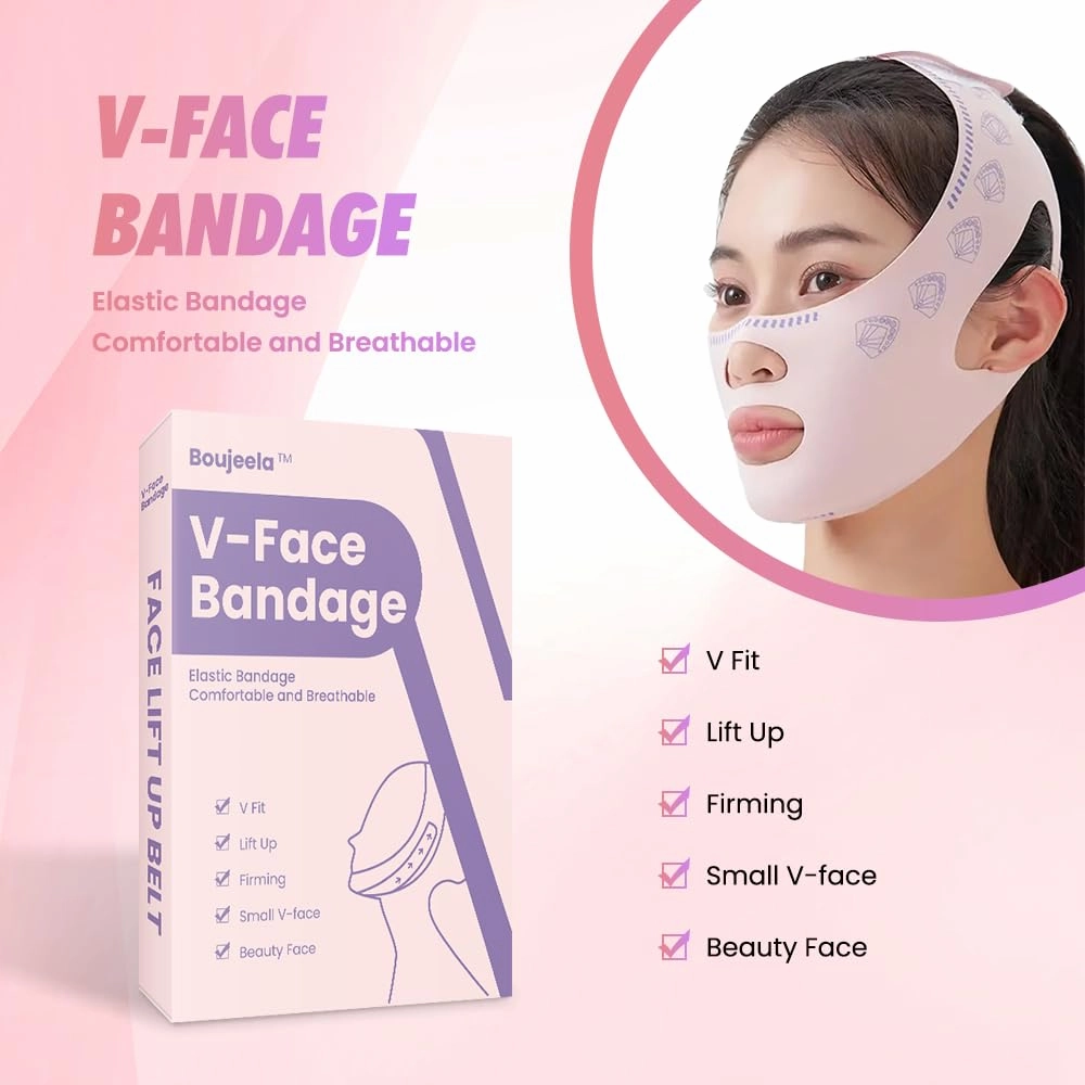 V-Line Face Lifting Tape - Reusable Beauty Face and Chin Lift Mask for Men and Women, Soft High-Elastic Fit, Depuffing and Skin Tightening, Double Chin Strap, Sagging Skin Relief (pink)