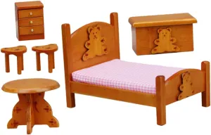 Vaguelly 1set Dollhouse Miniature Bedroom Furniture Set Cute Decor for Boys and Girls Pretend Play for Doll House Role Play and Creative Scenes