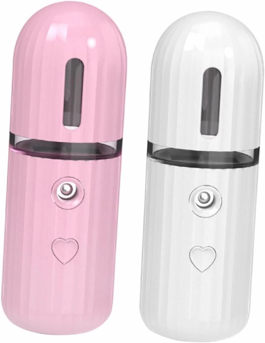 Vaguelly 2Pcs Portable Facial Mister Handy Hydrating Mist Sprayer for Home Travel and Office Multi Functional Rechargeable Lightweight Design Pack