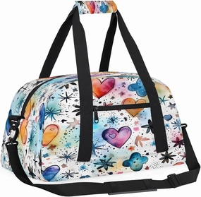 Valentine's Day Patterns Kids Overnighter Duffel Bags for Boys, Carry-On Size Sports Gym Bag with Front Zipper Pocket for School Practice or Overnight Travel Weekender Sleepover Tote Bag