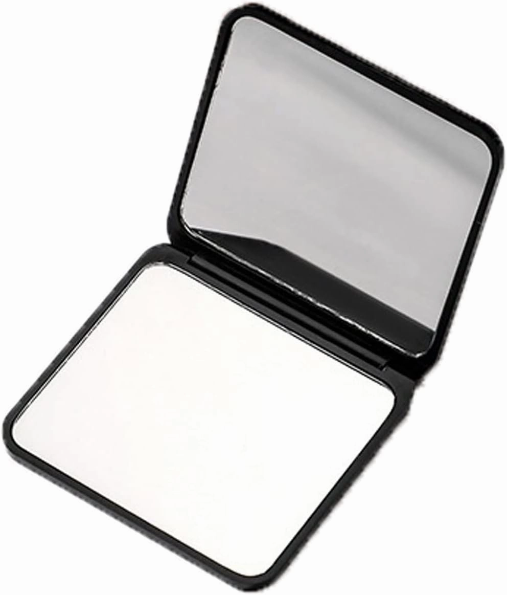 Vanity Mirror Sided Folding Mini Square Makeup Mirror Portable Cosmetic Mirror Compact Mirror (Black)