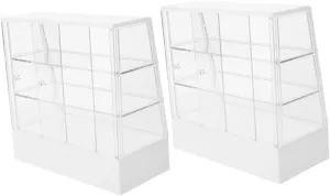 VANZACK 2Pcs Miniature Cake Cabinet Model Dollhouse Bakery Display Case Mini House Furniture Decorative Accessory for Miniature Scenes Construction