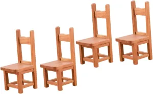 VANZACK 2sets DIY Mini House Furniture Set of Miniature Wood Chairs and Decor for Dollhouse Decorations 2pcs*2