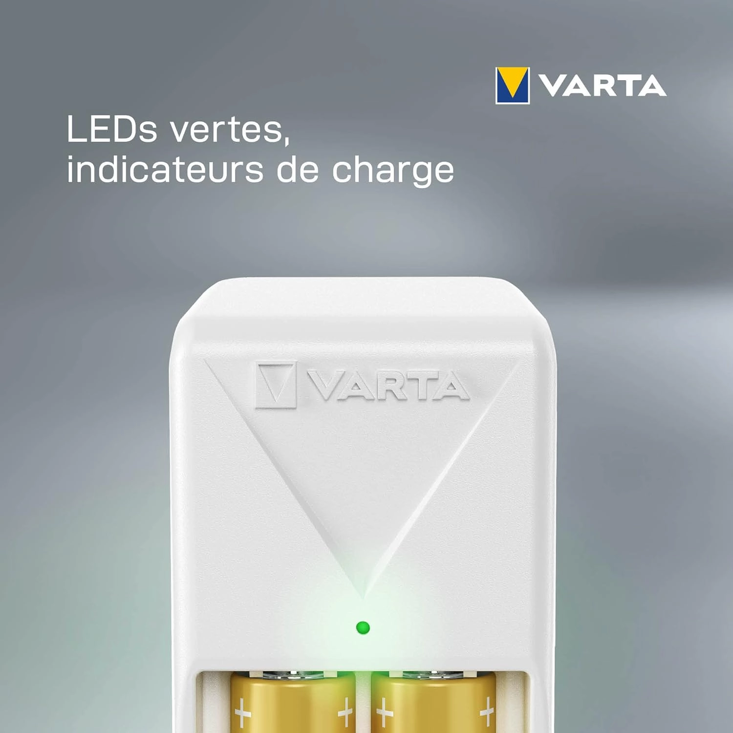 Varta Battery Charger, Includes 2 x AAA 800 mAh, Battery Charger for Rechargeable Batteries, Charges 2 AA/AAA Simultaneously, Mini Charger, White